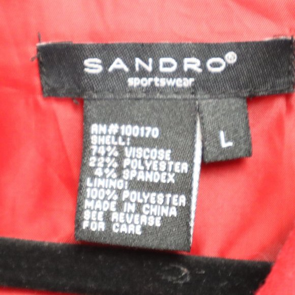 Sandro Sportswear Women's Size L Front Big Buttons Jacket Long Sleeves Red Light - Picture 5 of 7